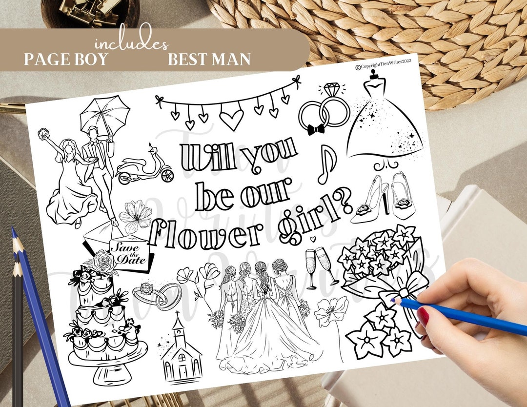 Will You Be Our Flower Girl Digital Coloring Page Printable - Etsy