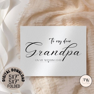 To My Grandpa On My Wedding Day Card, Hochzeit Dankeschön-Karte für Großeltern, Oma Oma, Instant Download, druckbare Geschenk, DIY Hochzeit
