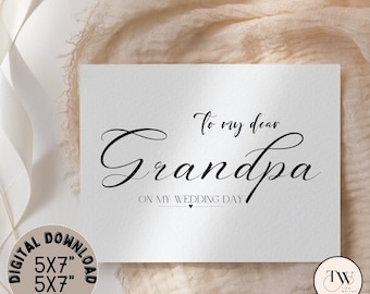 To My Grandpa On My Wedding Day Card, Wedding Thank you Card For Grandparents, Granny Grandma, Instant Download, Printable Gift, DIY Wedding