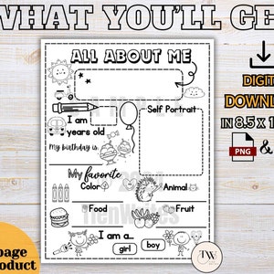 All About Me Sheets Get to Know Me Printable Back to School DIGITAL