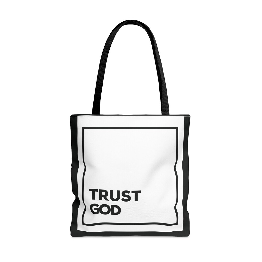 Trust God Tote Bag, Christian Tote Bag, Christian Gift, Black Tote Bag ...