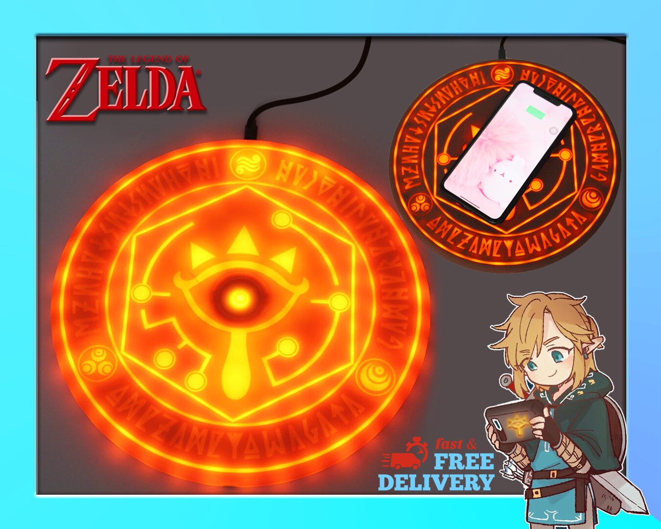Zelda Wireless Charger / Zelda Charging Pad / Sheikah Slate Etsy Canada