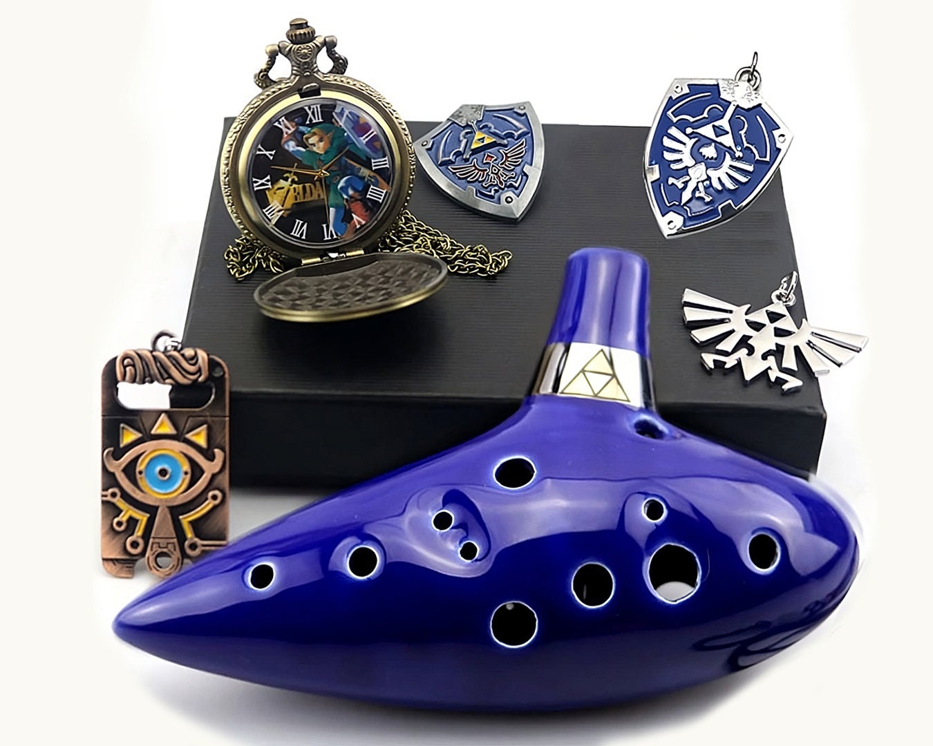 Deekec Zelda Ocarina 12 Hole Alto C with Song Book (Songs From the Legend  of Zelda) with Display Stand Protective Bag