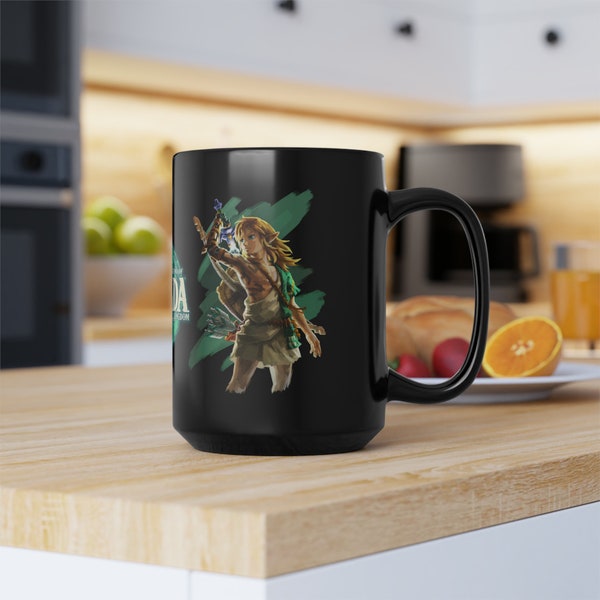 Legend of Zelda Black Mug | 15oz | Link | Tears of the Kingdom | Coffee | Espresso