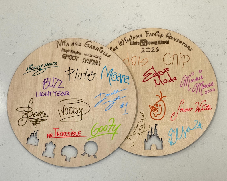 Personalized Disney Parks Autograph Sign Wood Card, Disneyworld ...