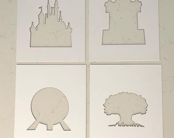 Character Autograph 4 theme Park pack Photo Mats for Character Signatures for 5x7 or 4x6 photo, Vacation, Collectable, Trip Keepsake