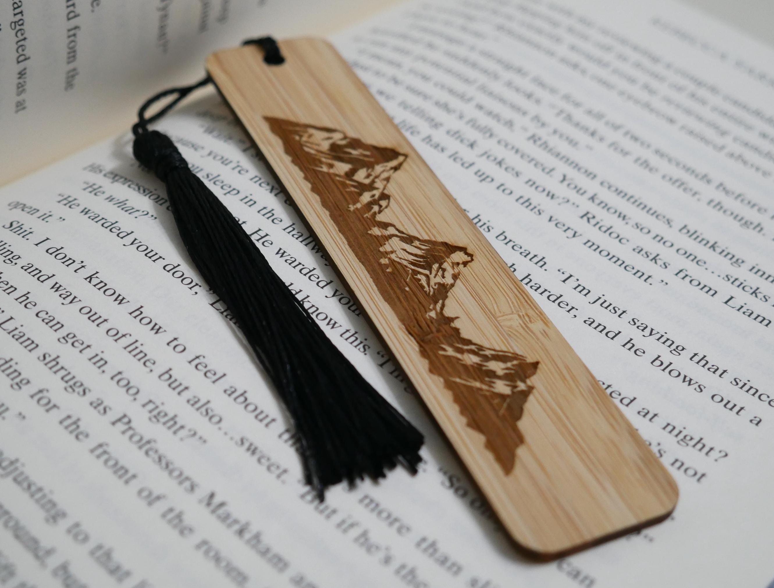 Mountains Engraved Wood Bookmark, Personalized Message or Name, Custom ...
