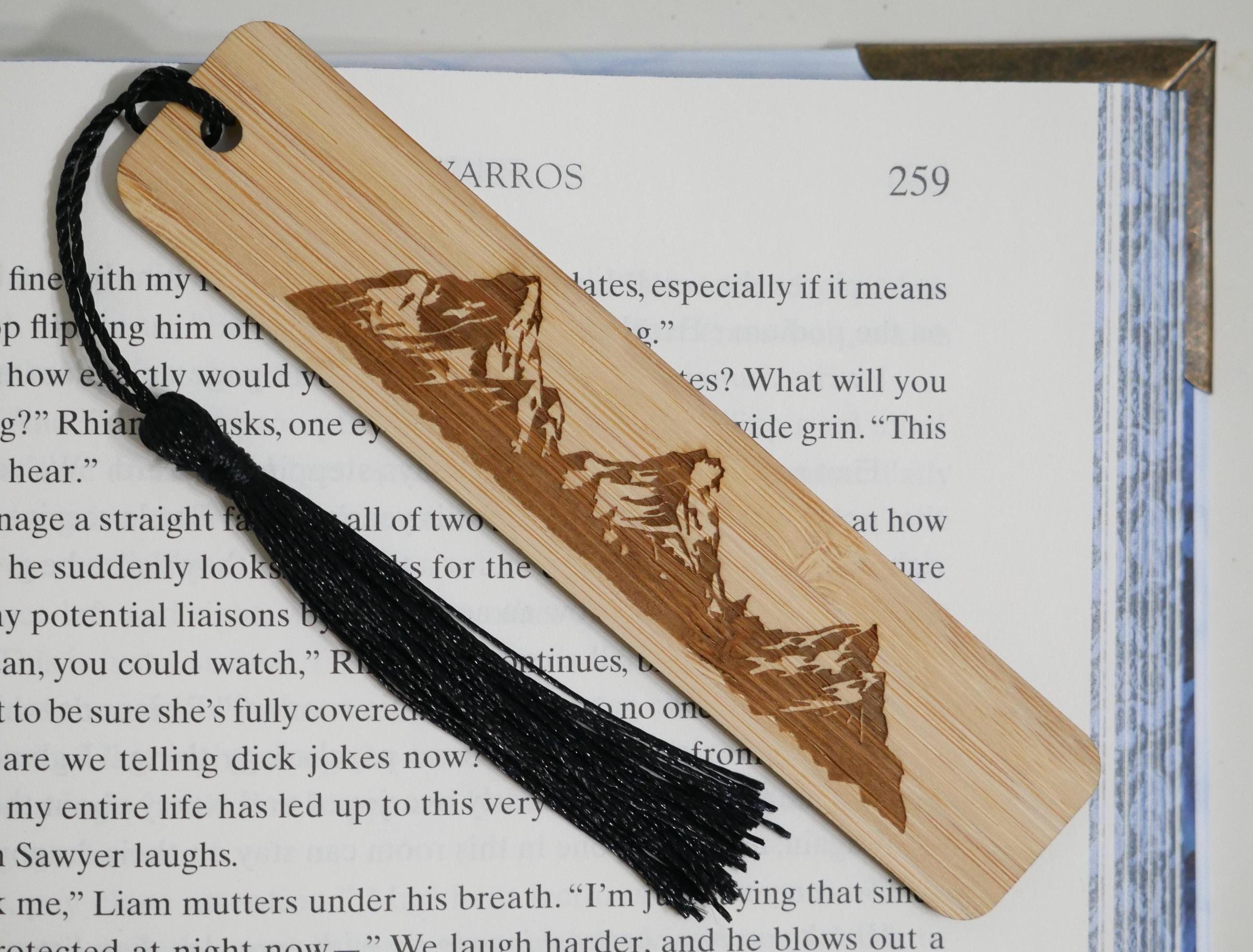 Mountains Engraved Wood Bookmark, Personalized Message or Name, Custom ...