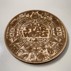 Star Wars Coaster, Laser Engraved Wood, Fan Art, Home Decor, Geek Gift, Handmade Supplt, Sci Fi,  Iconic Movie