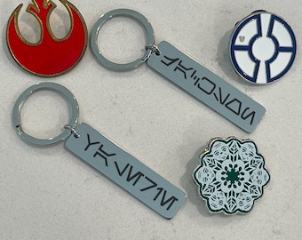 Personalized Stainless Steel Keychain, Custom Aurebesh (Star Wars font) Name Keychain, Inspired Keychain Gift, Star Wars Fans