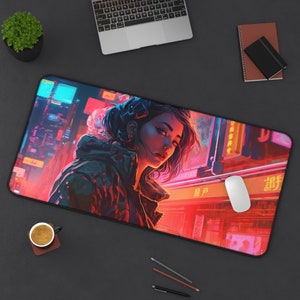 Cyberpunk gaming mousepad for gamers desk mat for computer desk-mat for gamer computer accessories for gamers desk mat anime theme