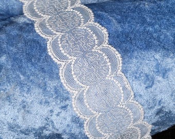 Bright White, Embroidered English Netting Galloon Lace