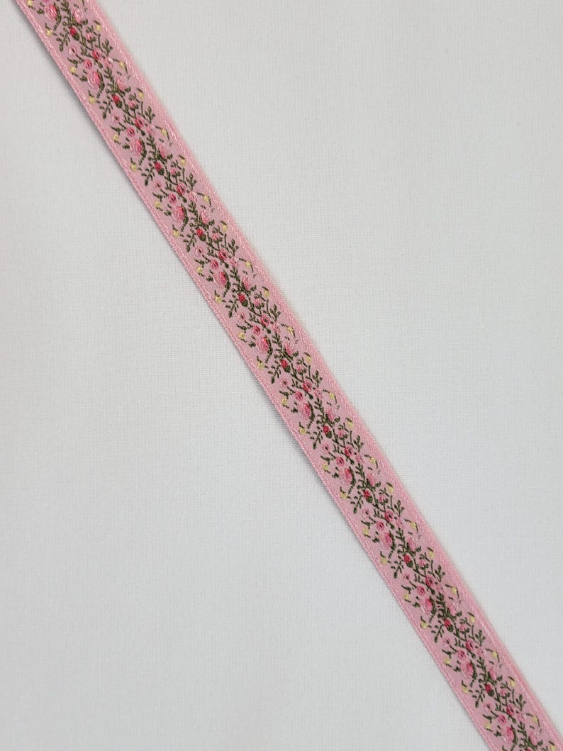 Rustic Pink Ribbon Pink Dainty Rose Bud Floral Jacquard Ribbon, Vintage - Etsy
