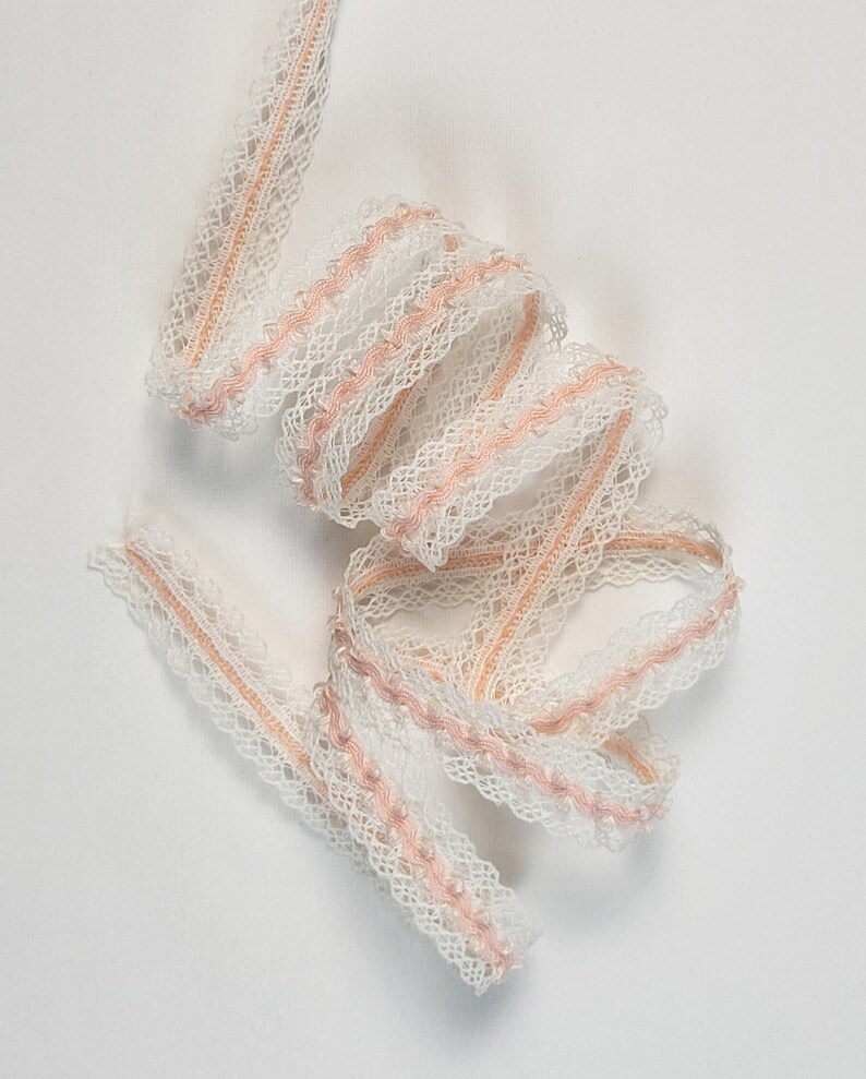 Peach Coloured Ric Rac White Lace With Pink/peach Picot Ric Rac Inset, Vintage - Etsy