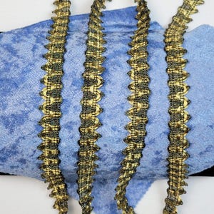 Gold Metallic and Black, Vintage Swaged Gimp Trim