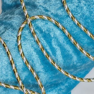 White and Gold Braided Rope Cording, Vintage