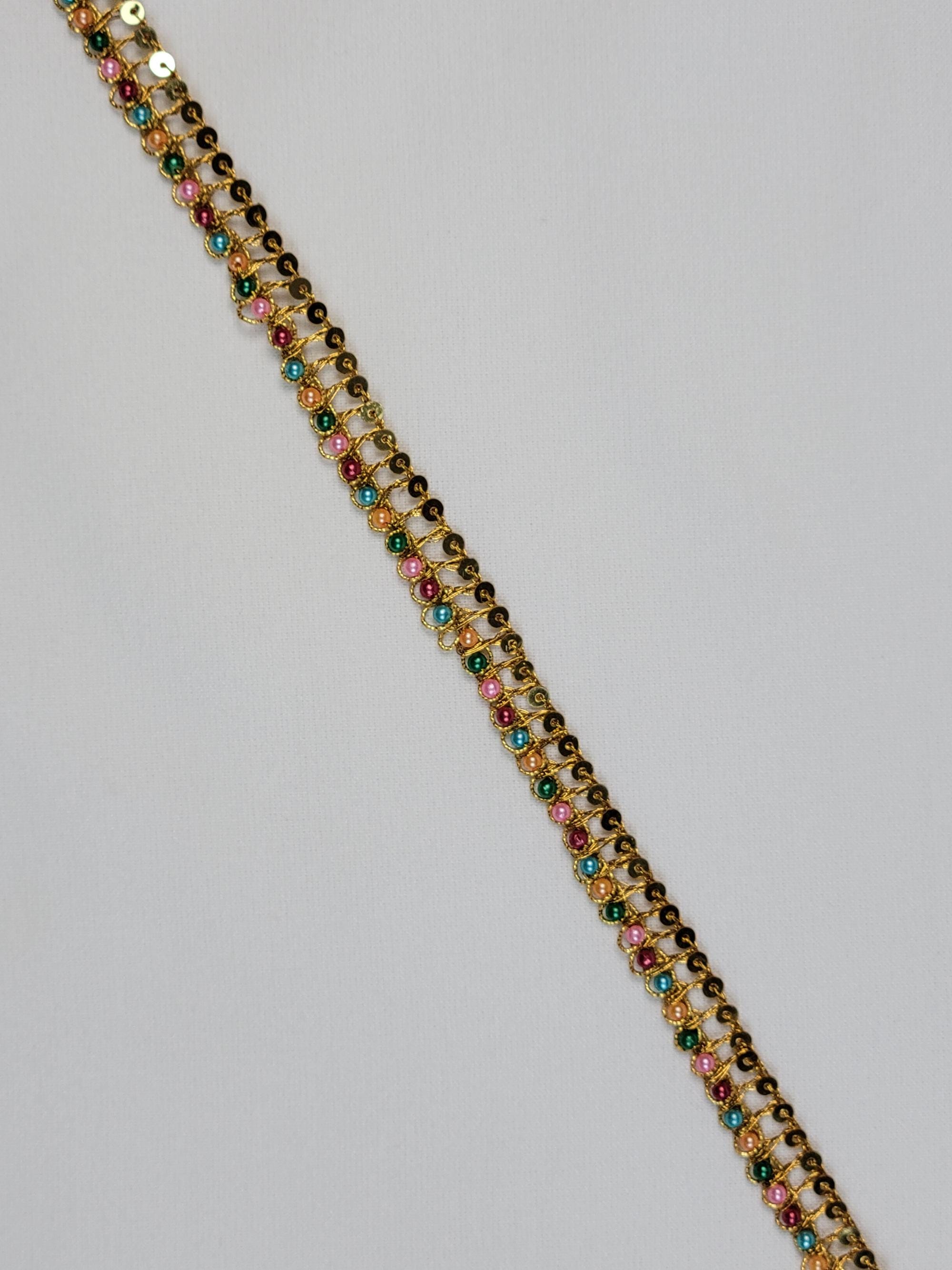 Metallic Gold Gimp With Sequins and Multi Colored Beads, Vintage - Etsy