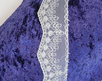 Embroidered Netting Lace, White