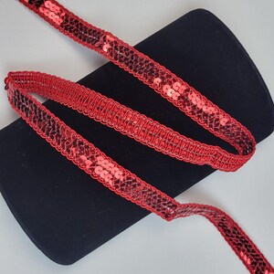 Red Gimp Braid and Sequin Trim, Vintage