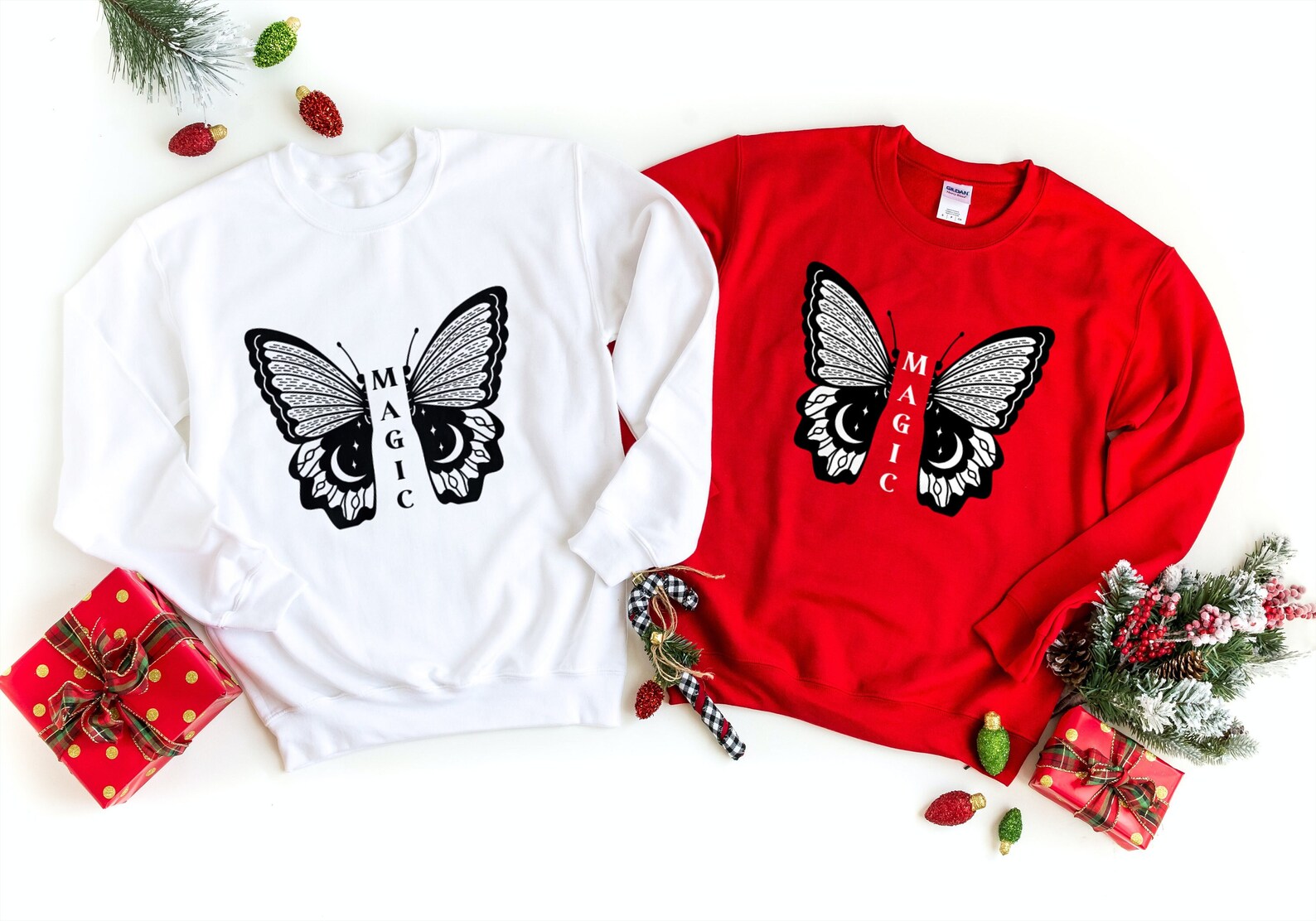 Magic Sweatshirt Butterfly Christmas Sweatshirt Holiday Etsy