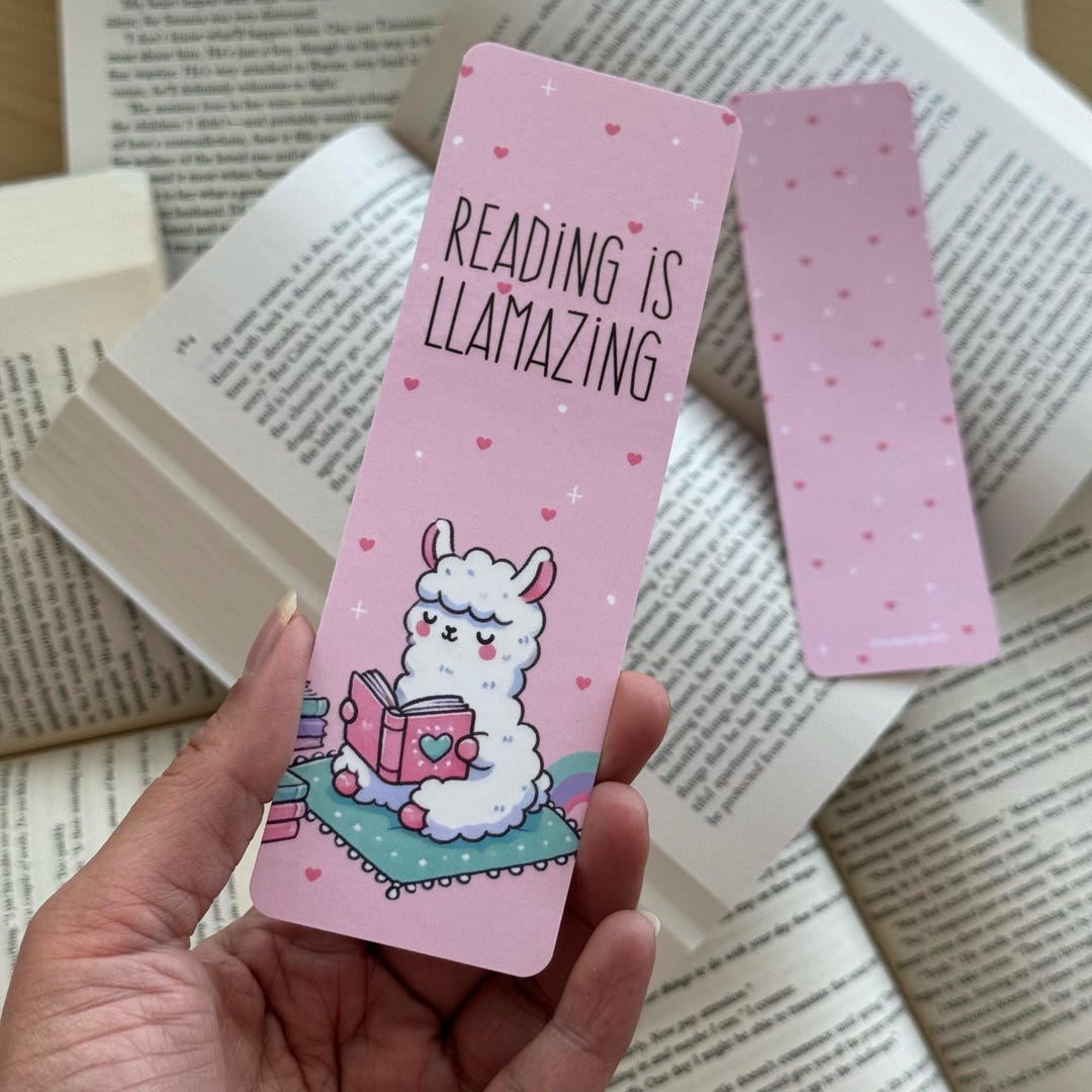 Reading Llama Bookmark | Cartoon Llama, Book Lover Gift - Etsy
