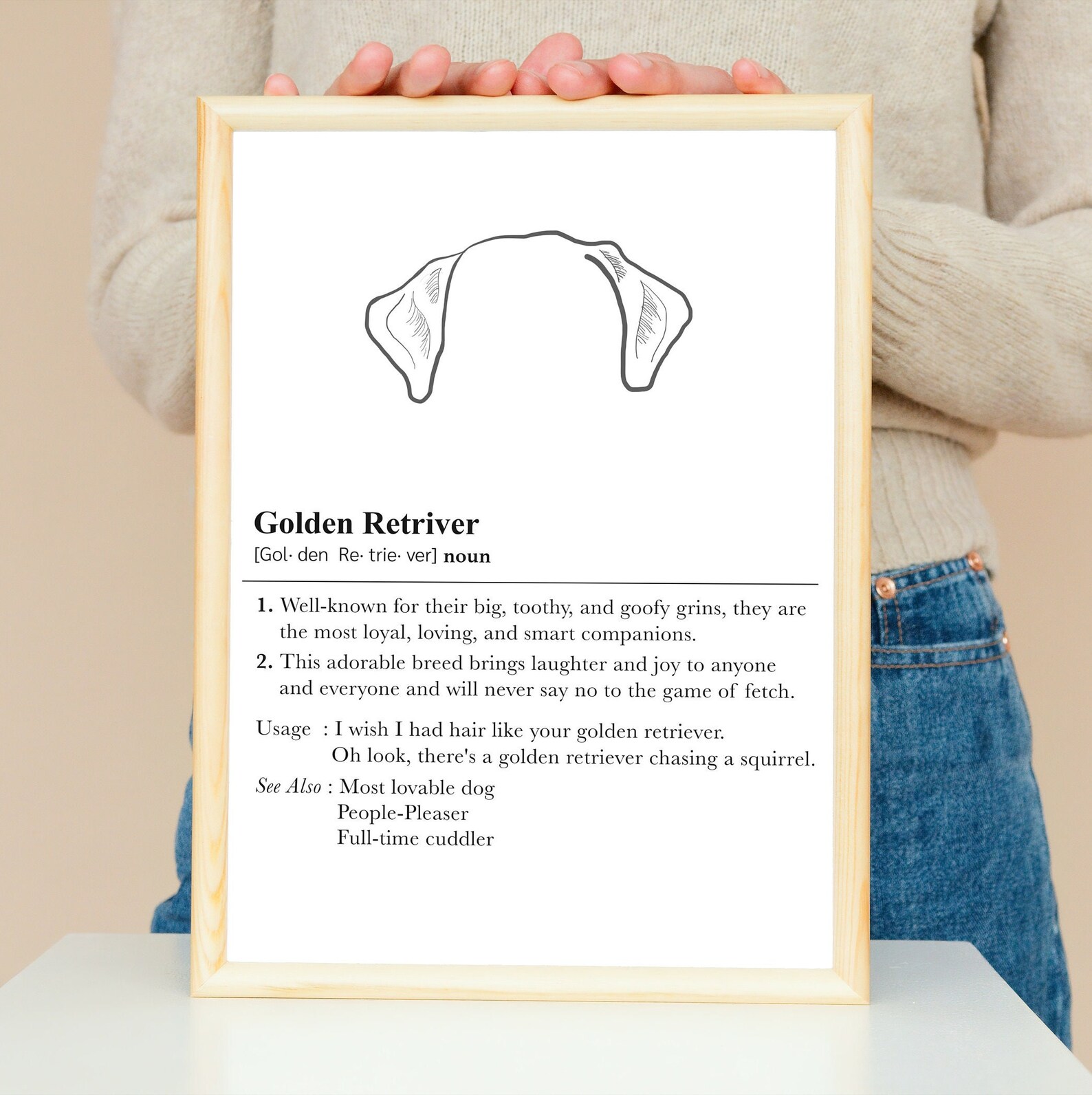 Golden Retriever Dog Dictionary Poster Etsy