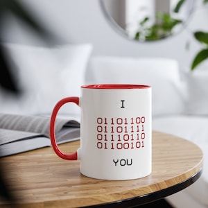 Je t'aime tasse, tasse de code binaire, cadeau pour programmeur, tasse d'ingénieur logiciel, cadeau pour codeur, cadeau codeur, cadeau pour petite amie et petit ami.