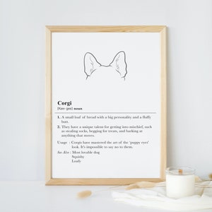 Corgi dog dictionary poster