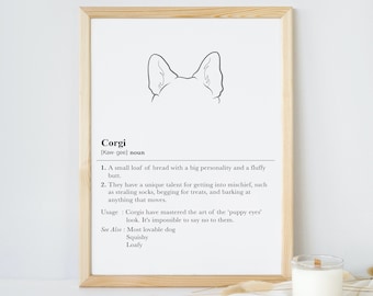 Corgi dog dictionary poster