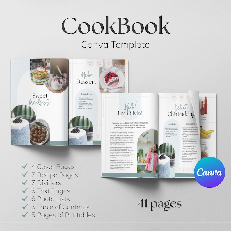 Recipe Book Template Editable Cookbook Template Printable Recipe Ebook