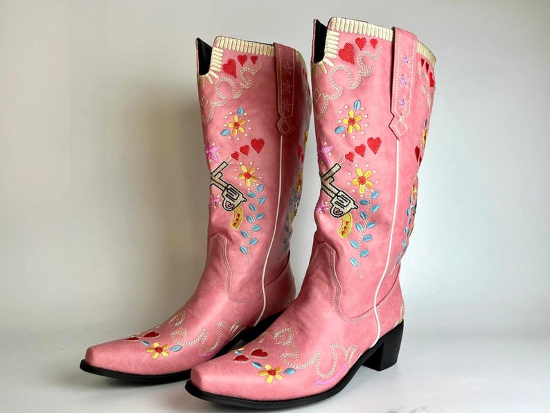 Pink Pistol Cowboy Boots Vintage Cowboy Boots Woman Etsy