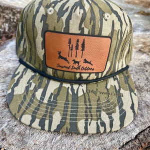 Camo dog hunting flat bill, rope, snap back hat