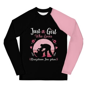 Youth Just A Girl Who Loves BJJ Half Pink Rash Guard