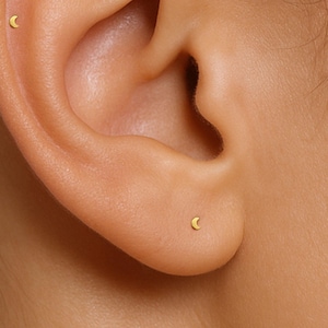 G23チタン製 • 小さな月のスタッドピアス • 小さなスタッドピアス • ミニマルピアス • 繊細なスタッドピアス