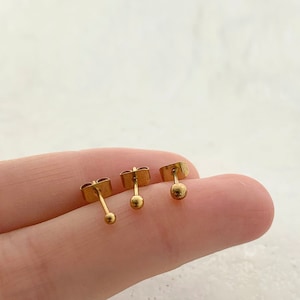 G23 Titanium • Ball 2mm-3mm stud • Tiny Cz Stud Earring • Minimalist Earring • Dainty Stud Earring