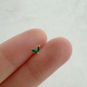 316L Surgical Steel  • Cz leaf stud • Tiny Cz Stud Earring • Minimalist Earring • Dainty Stud Earring