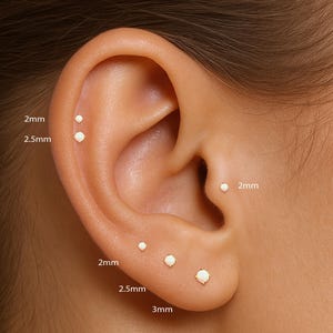 G23 Titanium • 2mm-3mm Opal stud • Tiny Cz Stud Earring • Minimalist Earring • Dainty Stud Earring