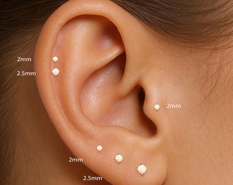 G23 Titan • 2 mm-3 mm Opal Bolzen • Kleine Cz Ohrstecker • Minimalist Ohrring • Zierliche Ohrstecker