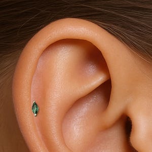 G23 Titanium  • Emerald Marquise stud • Tiny Cz Stud Earring • Minimalist Earring • Dainty Stud Earring