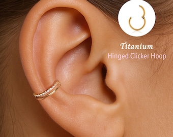 18G/16G Double Titanium Hinged Segment Nose Ring •  Nose Hoop •  Seamless Hinged Clicker Hoop •  Septum Ring • Hoop Earring • Piercing