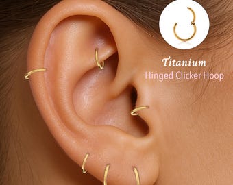 20G/18G/16G Titanium Hinged Segment Nose Ring •  Nose Hoop •  Seamless Hinged Clicker Hoop •  Septum Ring •  Hoop Earring