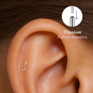 20G/18G/16G Thorn Push pin theadless Labret • Cartilage Earring • Tragus • Conch Stud • Cartilage Stud • Flat back Labret •Titanium