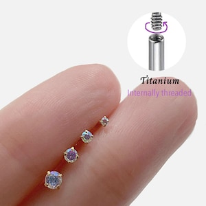 18G/16G AB Threaded Labret Stud • Cartilage Earring • Tragus • Conch Stud • Cartilage Stud • Flat back Labret