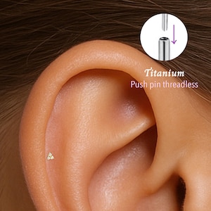 20G/18G/16G Triangle Push pin theadless Labret • Cartilage Earring • Tragus • Conch Stud • Cartilage Stud • Flat back Labret • Titanium stud