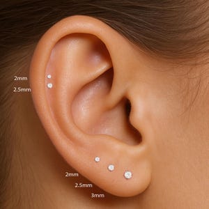 G23 Titanium • 2mm-3mm cz stud • Tiny Cz Stud Earring • Minimalist Earring • Dainty Stud Earring