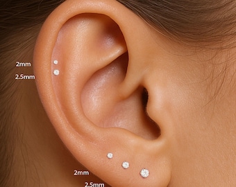 G23 Titanium • 2mm-3mm cz stud • Tiny Cz Stud Earring • Minimalist Earring • Dainty Stud Earring