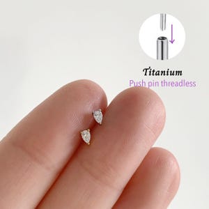 20G/18G/16G Päronformad trycknål gängfri Labret • Broskörhänge • Tragus • Conch-örhänge • Broskörhänge • Platt baksida • Titanörhänge