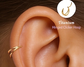 18G/16G Titanium Double Hinged Segment Nose Ring •  Nose Hoop •  Seamless Hinged Clicker Hoop •  Septum Ring •  Hoop Earring
