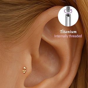18G/16G Ball Threaded Labret Stud •Cartilage Earring • Tragus • Conch Stud • Cartilage Stud • Flat back Labret