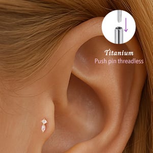 20G/18G/16G Two Stone Push pin theadless Labret • Cartilage Earring • Tragus • Conch Stud • Cartilage Stud • Flat back Labret •Titanium stud